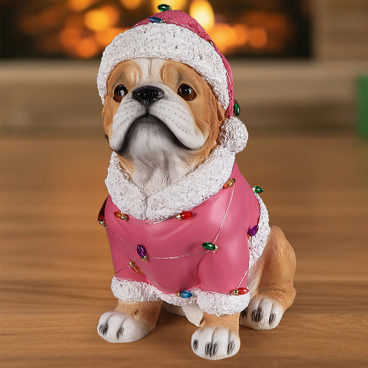 Christmas Pug Statue, Holiday Dog Figurine