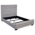 Queen Bed With Textured, And Tufted Headboard - Gray