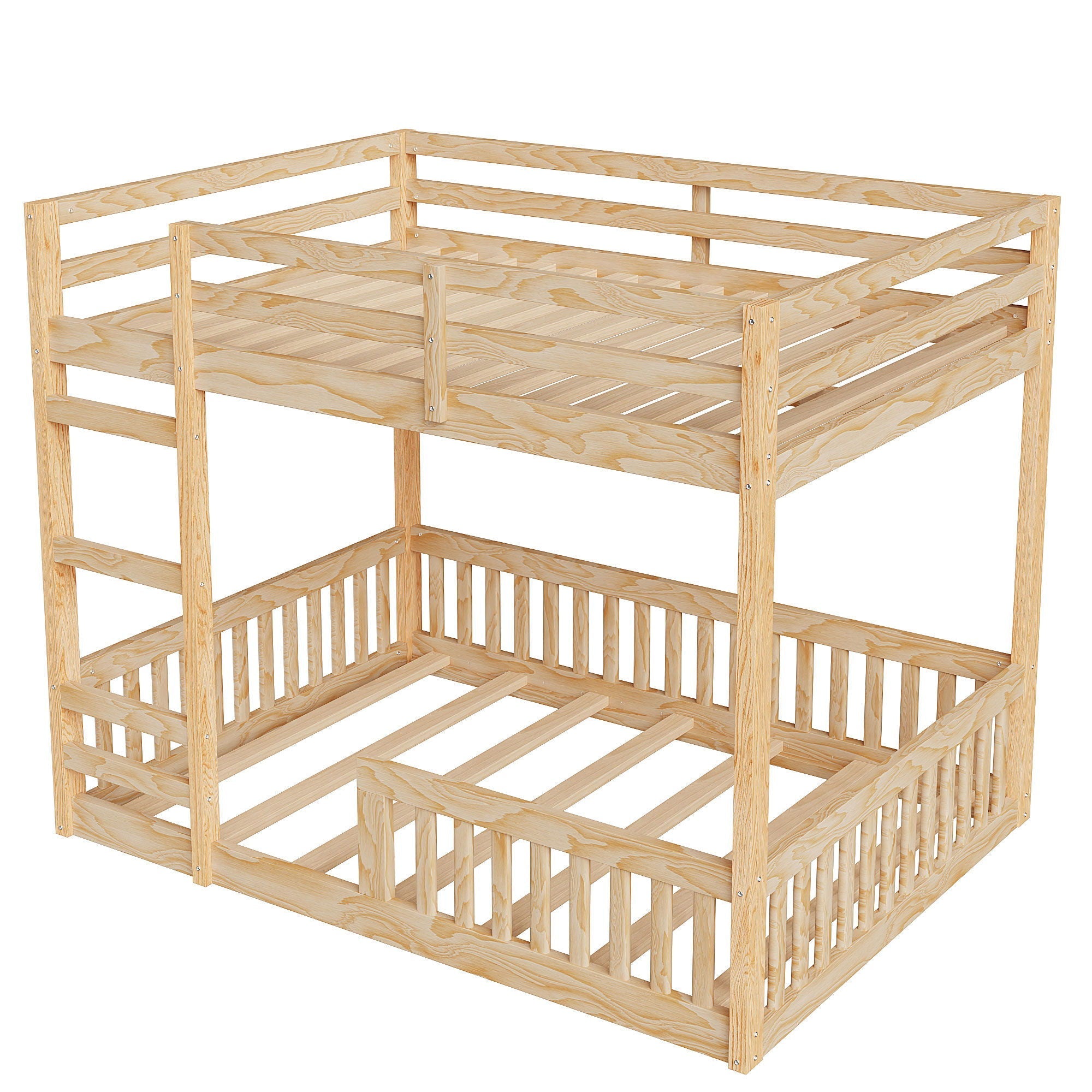 Stylish Bunk Bed With Ladder And Guardrails