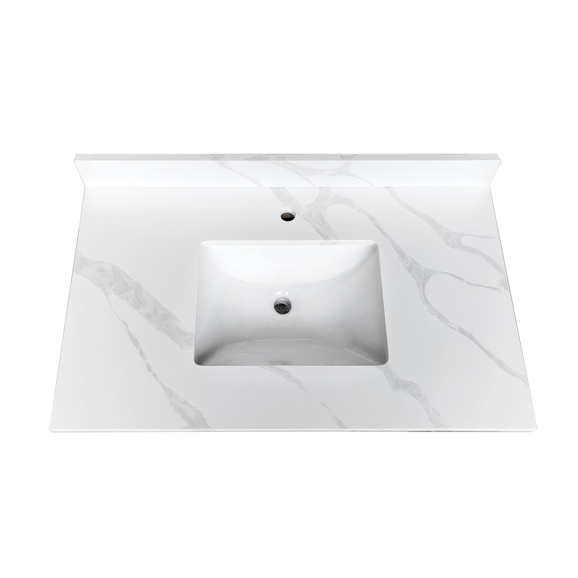 37-inch Quartz Bathroom Vanity Top with Undermount Single Bowl
