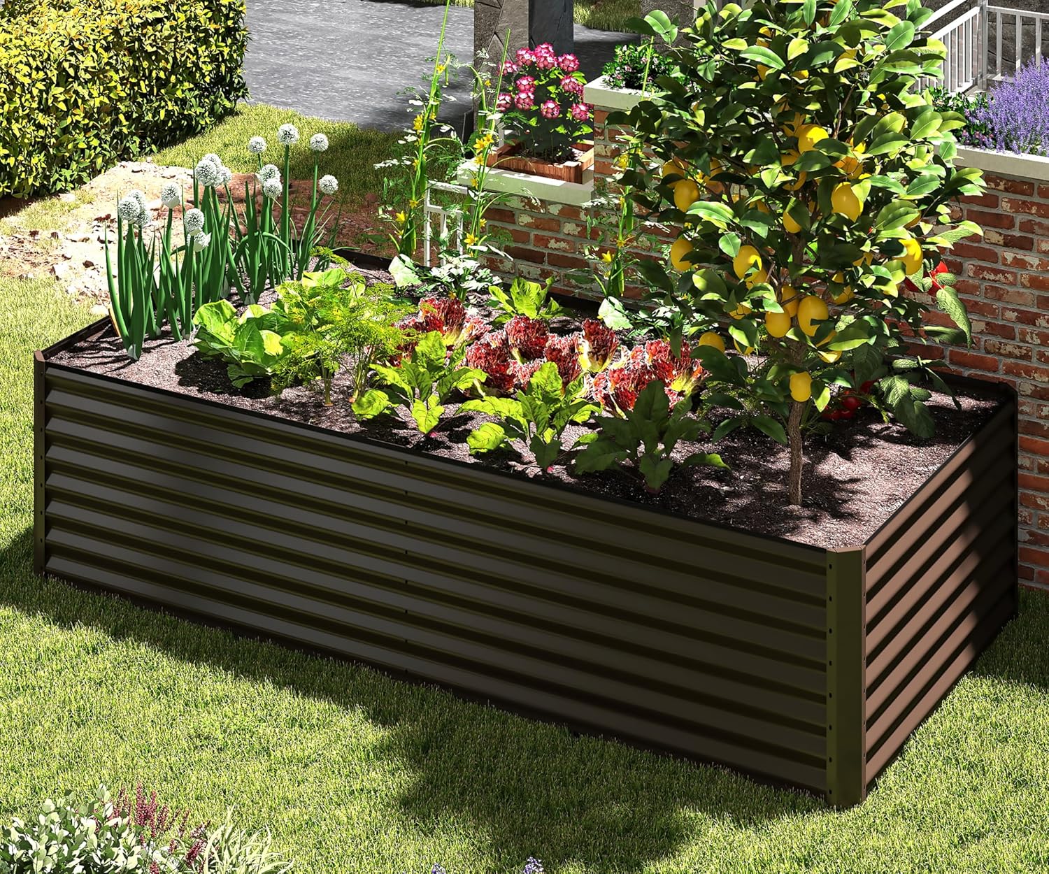 6x3x2 ft Galvanized Raised Garden Bed