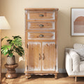 Rustic Wooden Storage Cabinet with Decorative Cutout Door & 3 Drawers