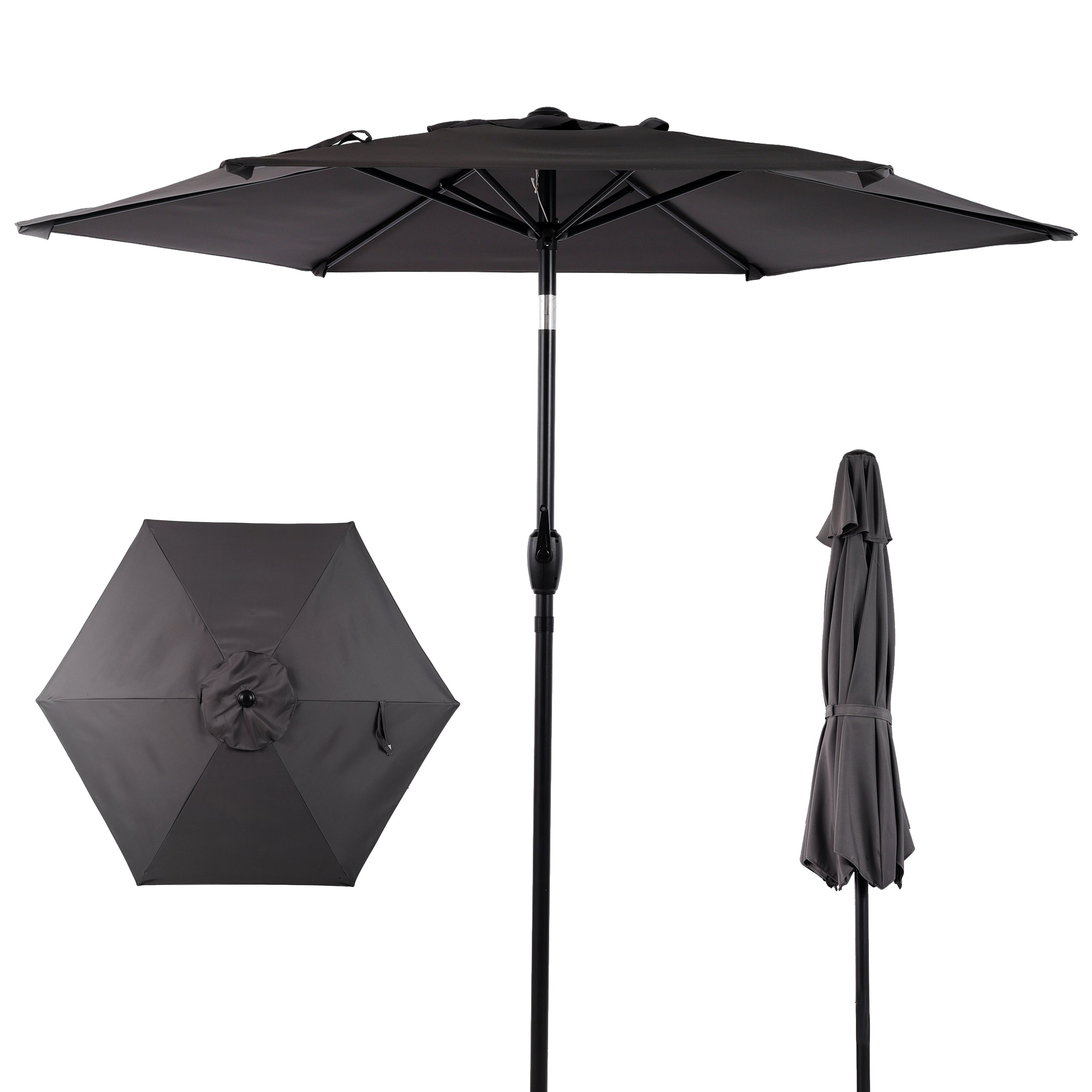 7.5 Ft Patio Umbrella with Push Button Tilt and Crank Mechanism