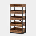 5 Tier Pull Out Fruit Vegetable & Snack Storage Rack - Brown / Black
