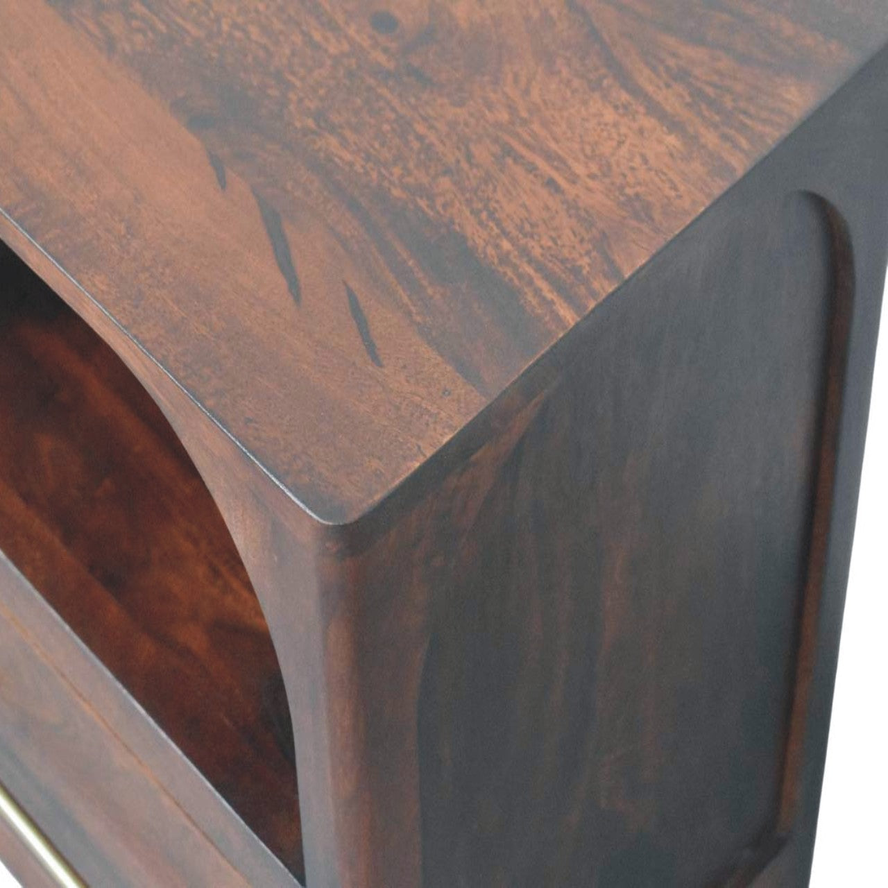Solid Wood Arched Edge 1 Drawer Bedside