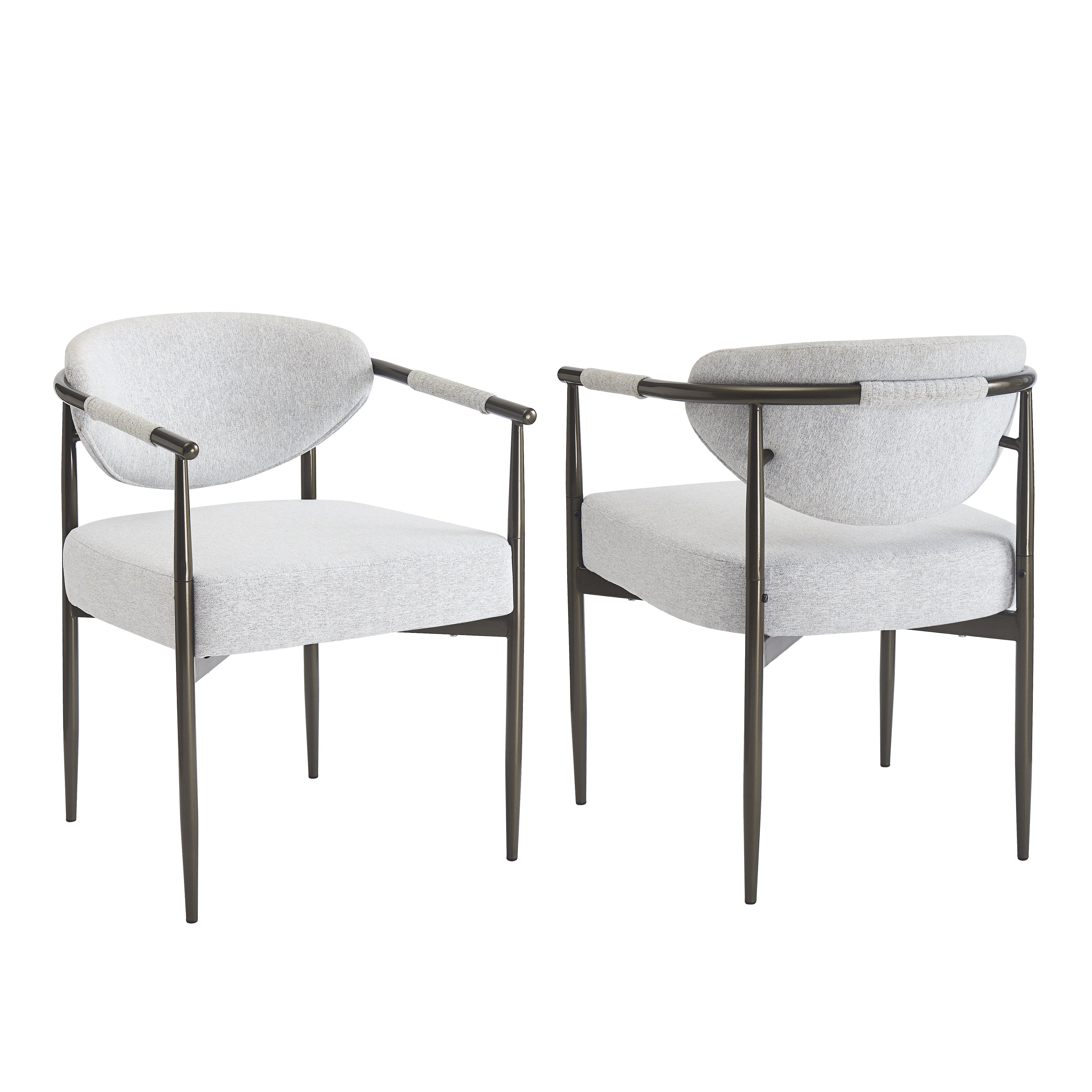 Modern Dining Chairs Set of 2 with Bronze Iron Frame