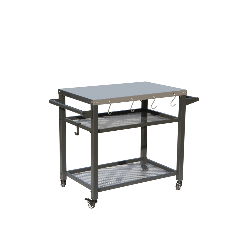 3-Shelf Outdoor Grill Table with Wheels