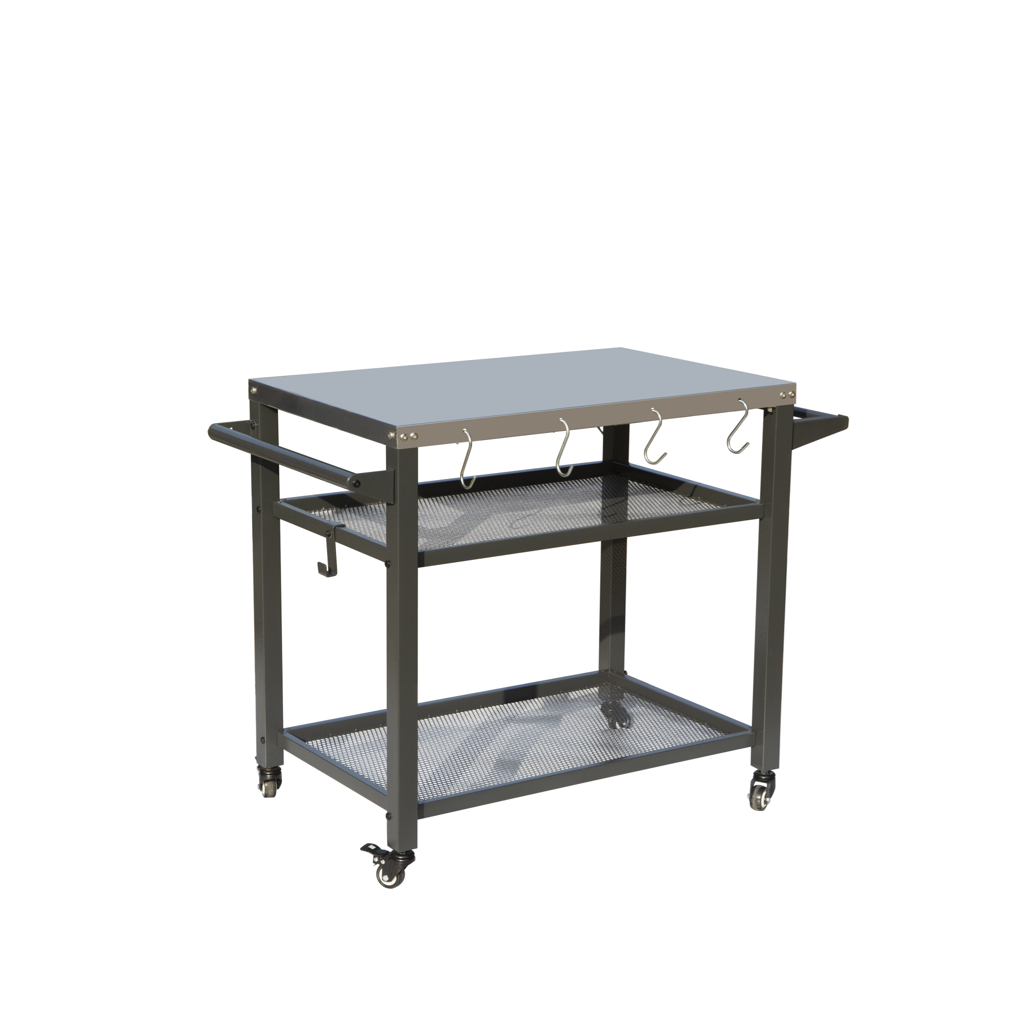 3-Shelf Outdoor Grill Table with Wheels