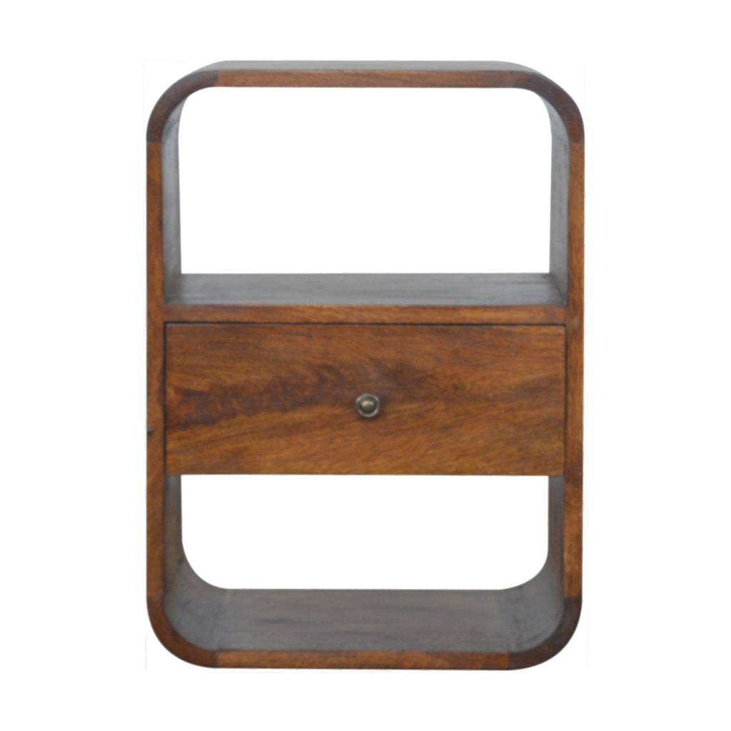 Solid Wood Chestnut Curved Edge Nightstand