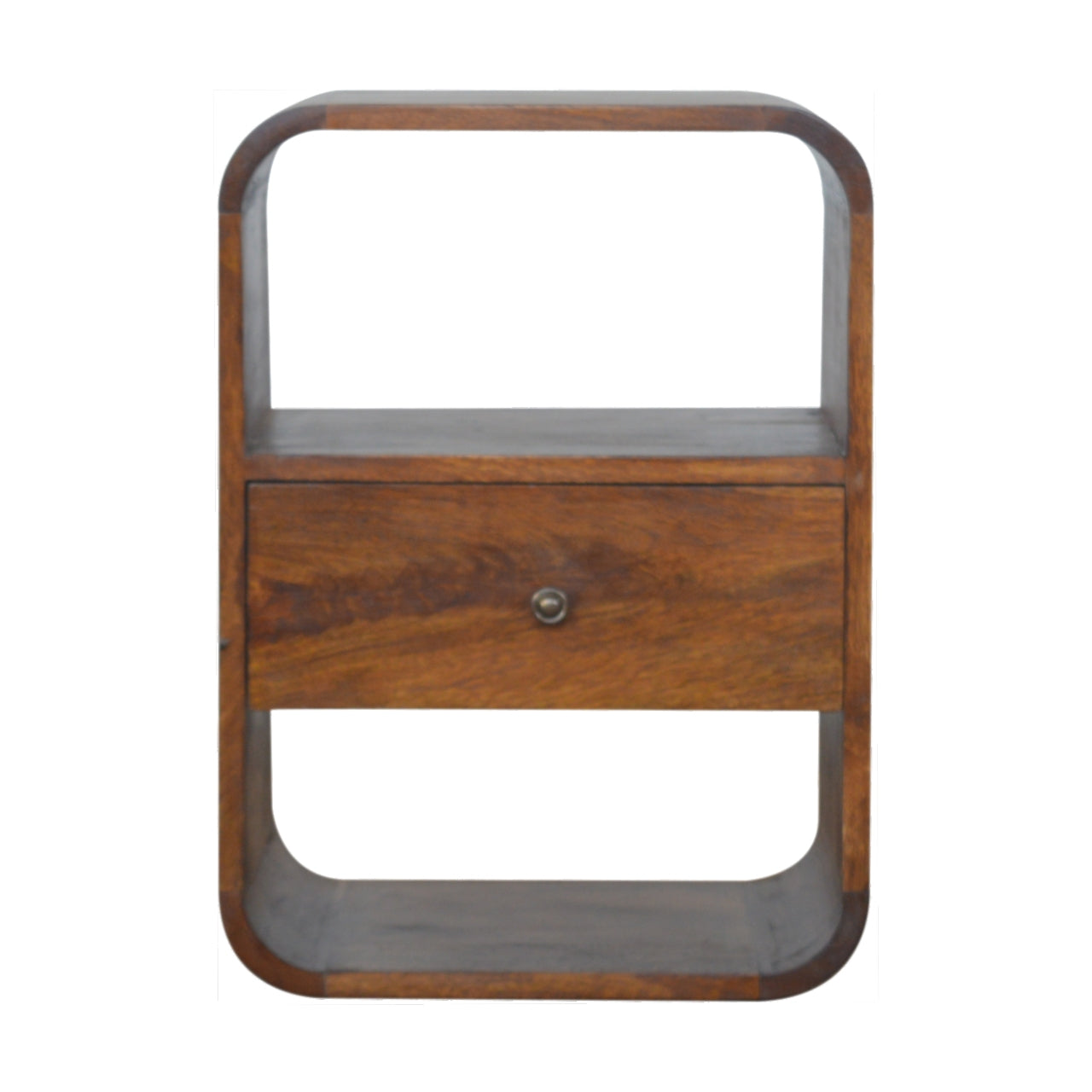 Solid Wood Chestnut Curved Edge Nightstand