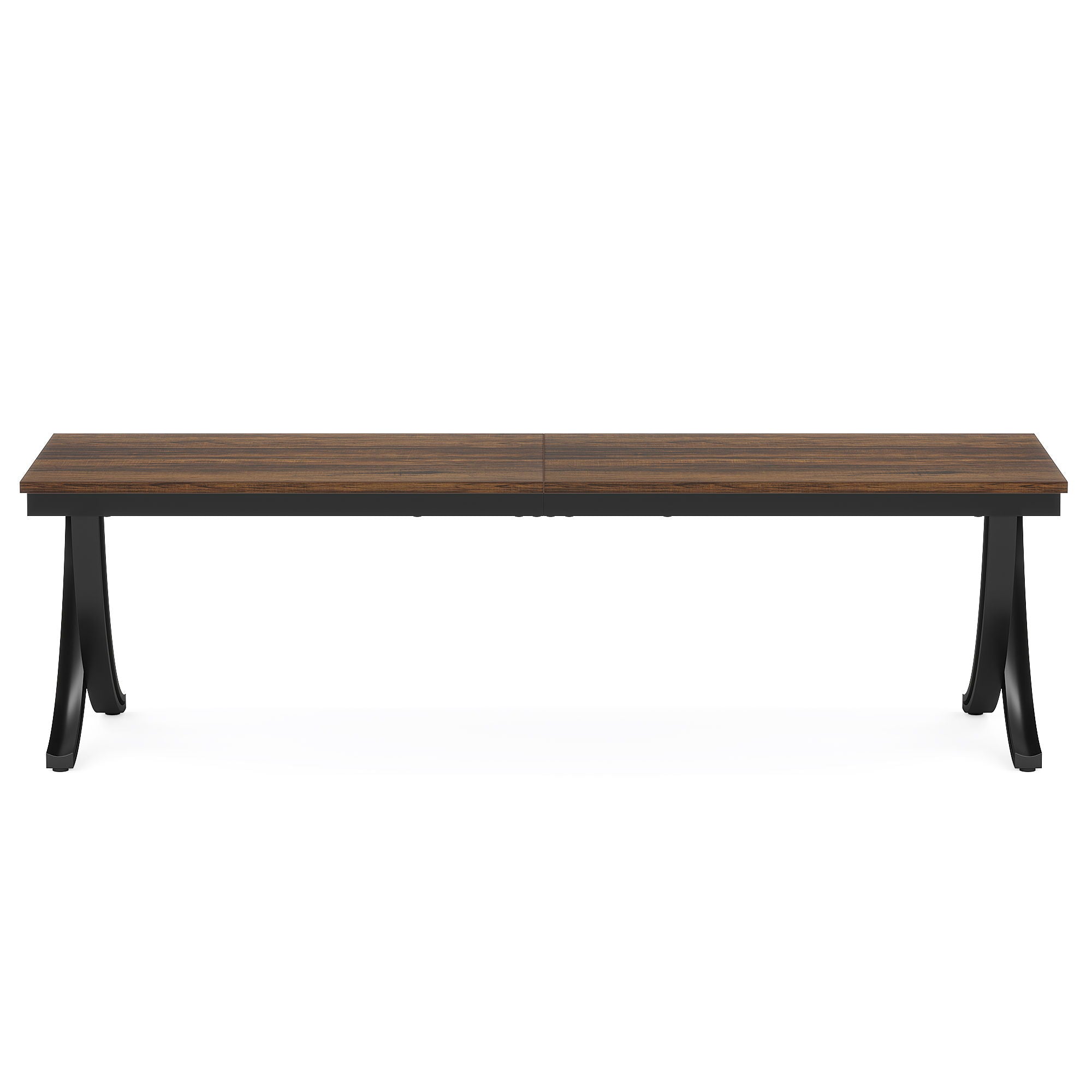 2 Person Desk With X Legs, Extra Long Office Workstation - Brown / Black