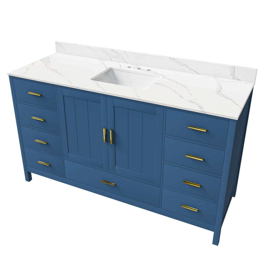 60" Modern Solid Wood Bathroom Vanity with Sink