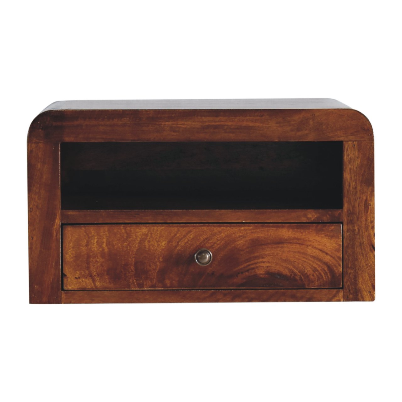 Chunky Chestnut Floating Bedside, 1-Drawer, 1 Open Slot