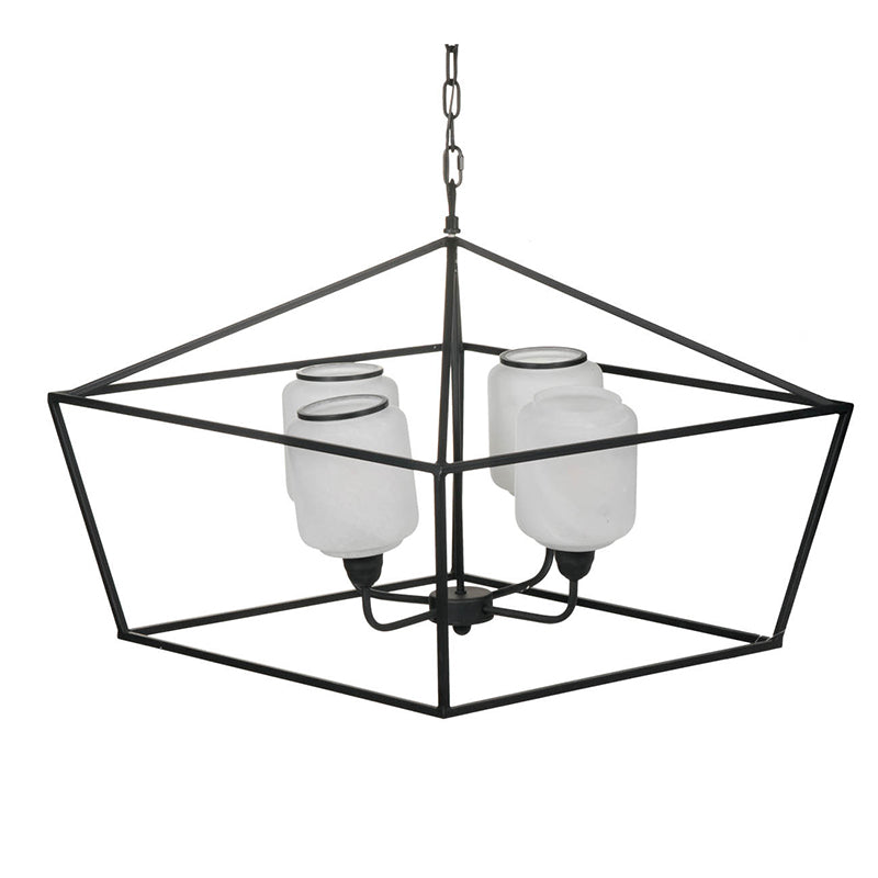 26" Iron Chandelier - Sleek Industrial Style