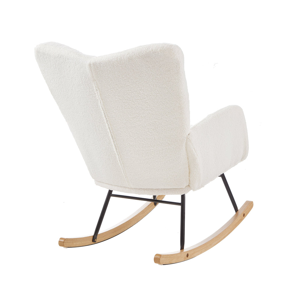 Glider Chair for Living Room Tufted Upholstered Teddy Fabric Rocking Chair