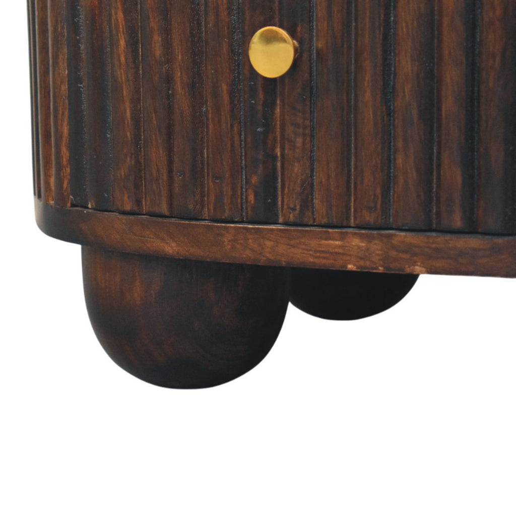 Solid Wood Curved Fluted 3-Drawer Drum Chest