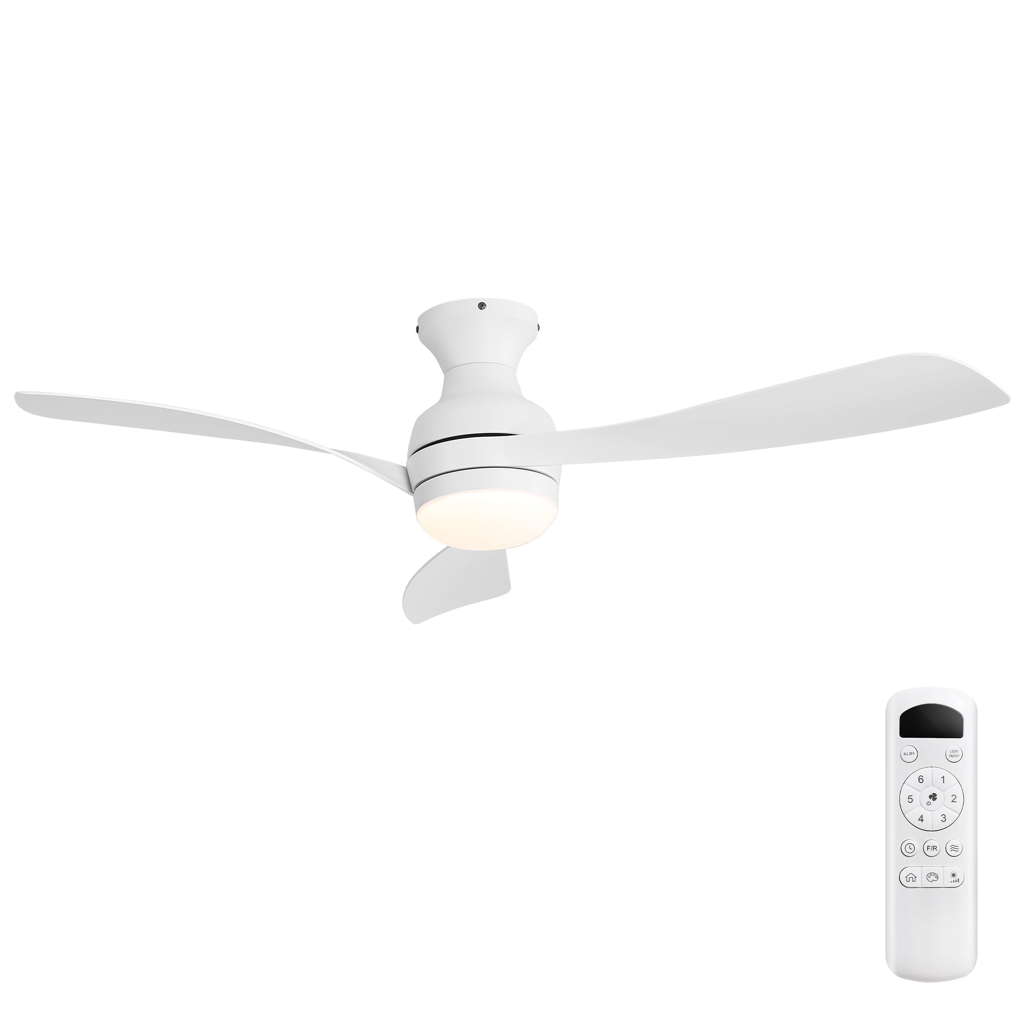 52" Low Profile Ceiling Fan with Lights, Quiet Reversible DC Motor, Dimmable LED