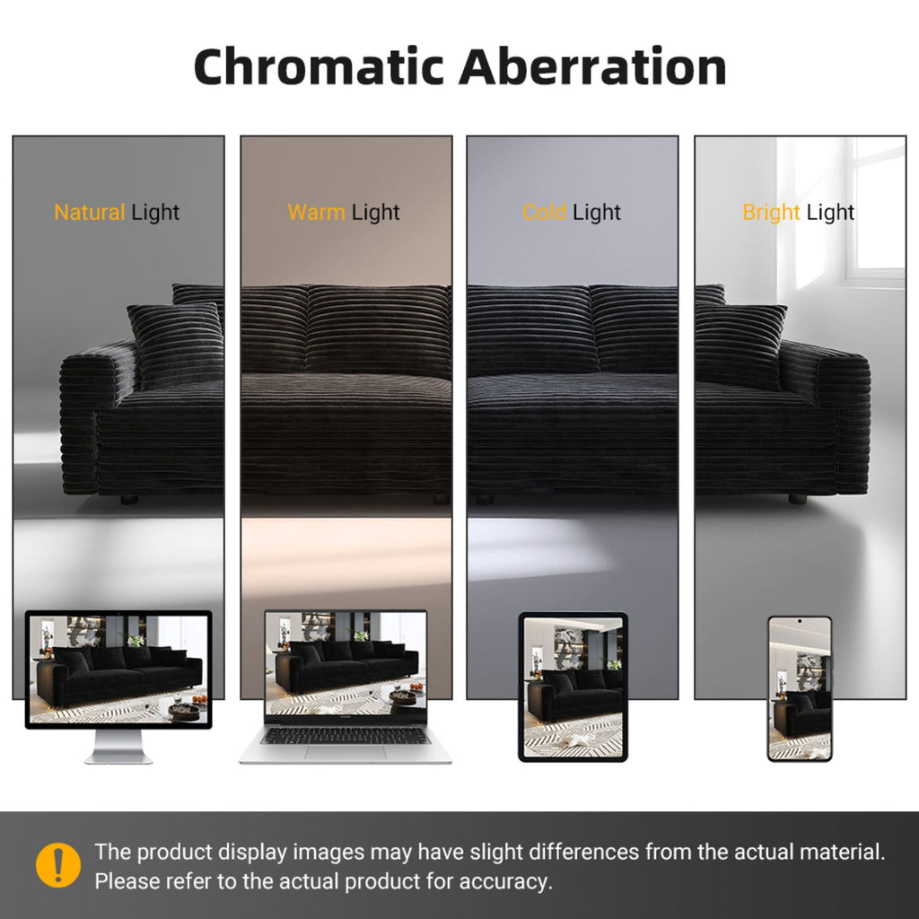 Convertible Deep Seat Sofa With Soft Pillows And Ottomans