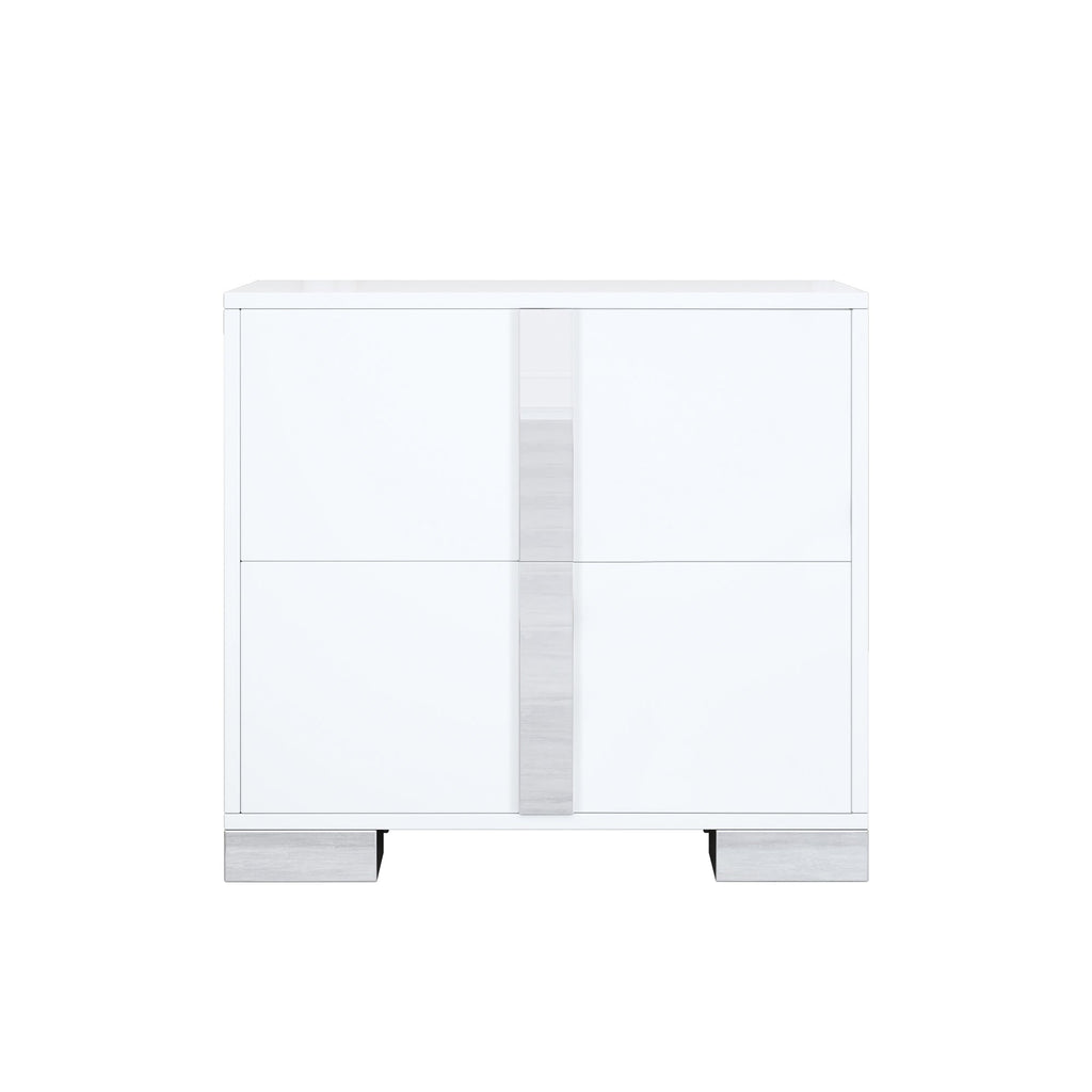 Elegant Nightstand with Metal Foot