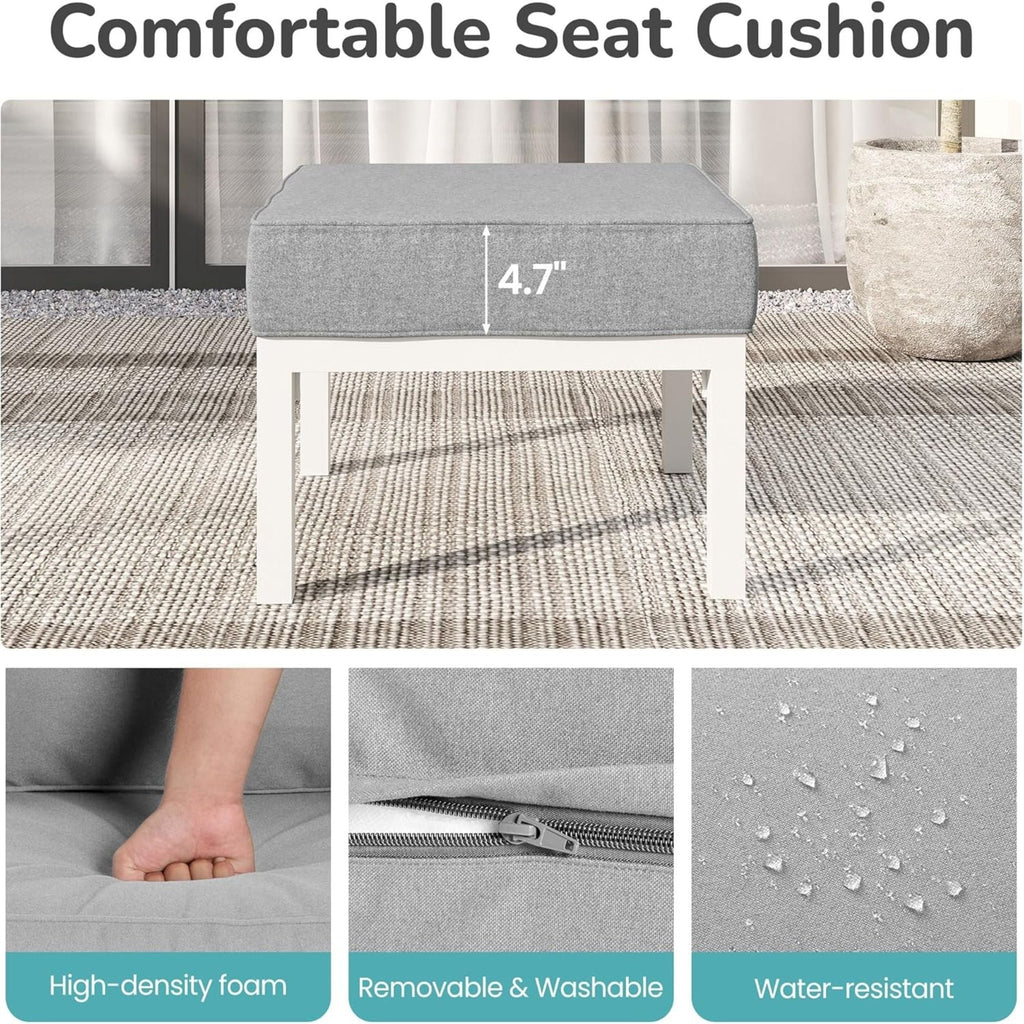 Patio Ottomans With Cushions, All-Weather Footrests (Set of 2)