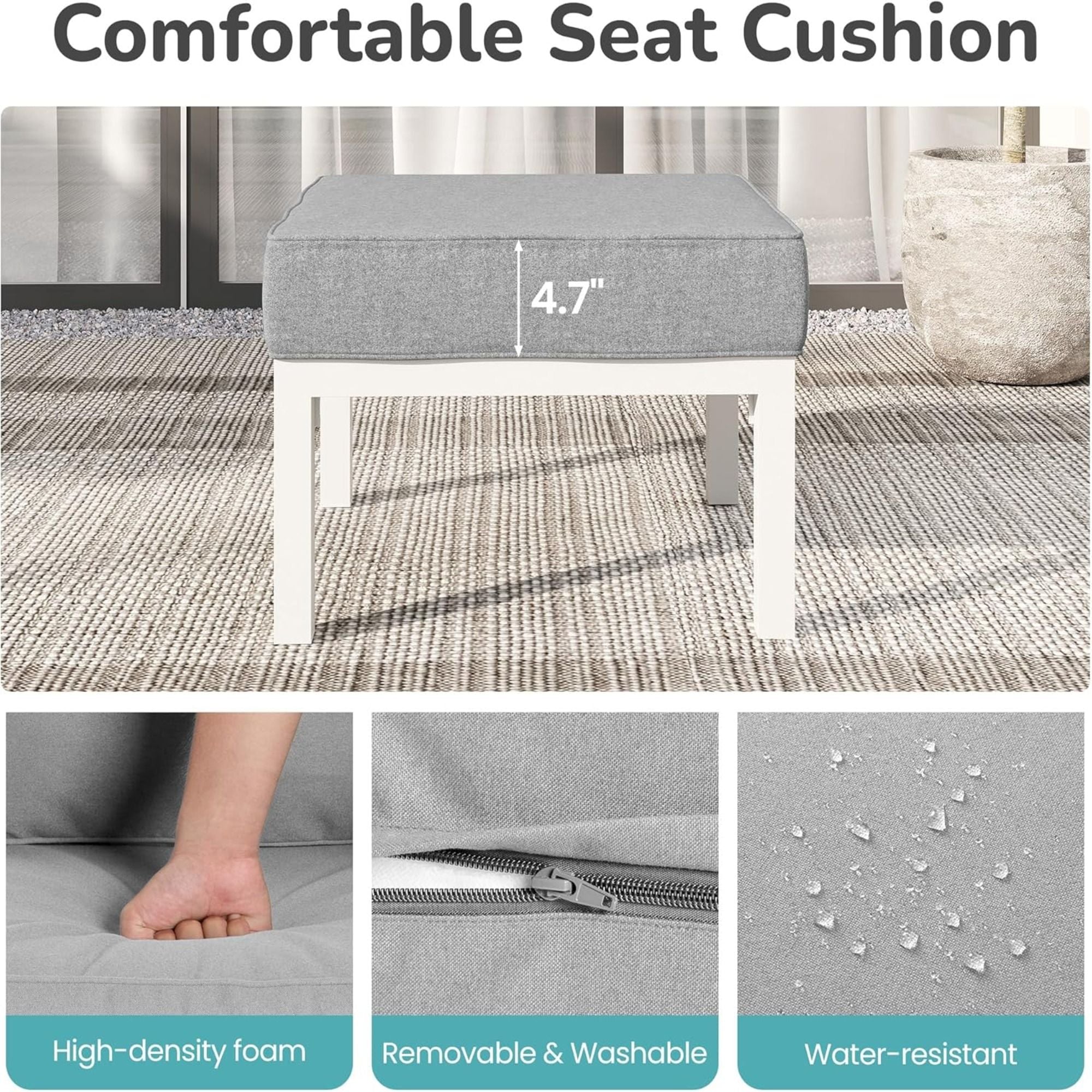 Patio Ottomans With Cushions, All-Weather Footrests (Set of 2)