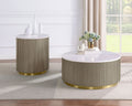 Jason 2-piece Round White Marble Coffee Table Set Greige