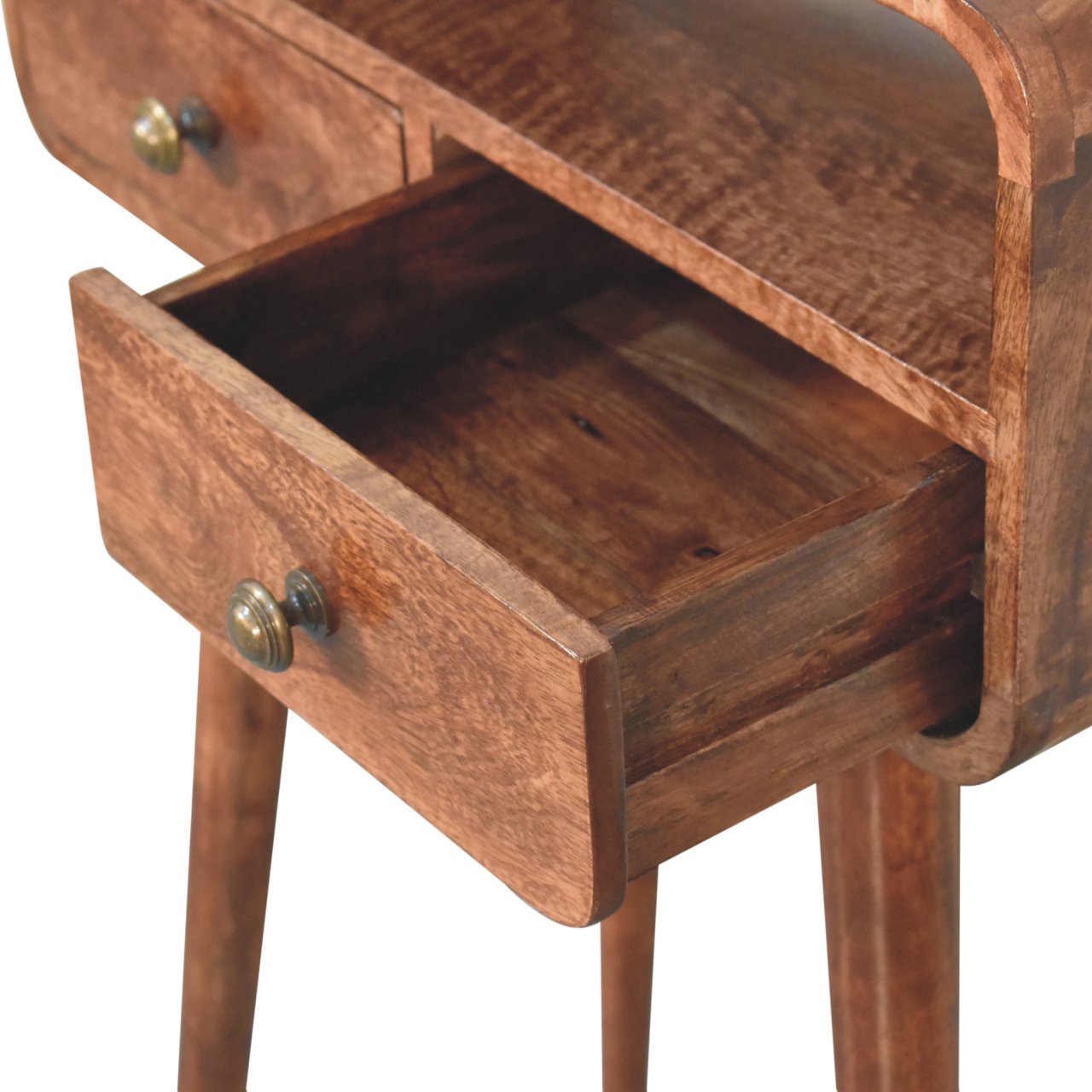 Solid Wood Mini Curved Honey Console Table