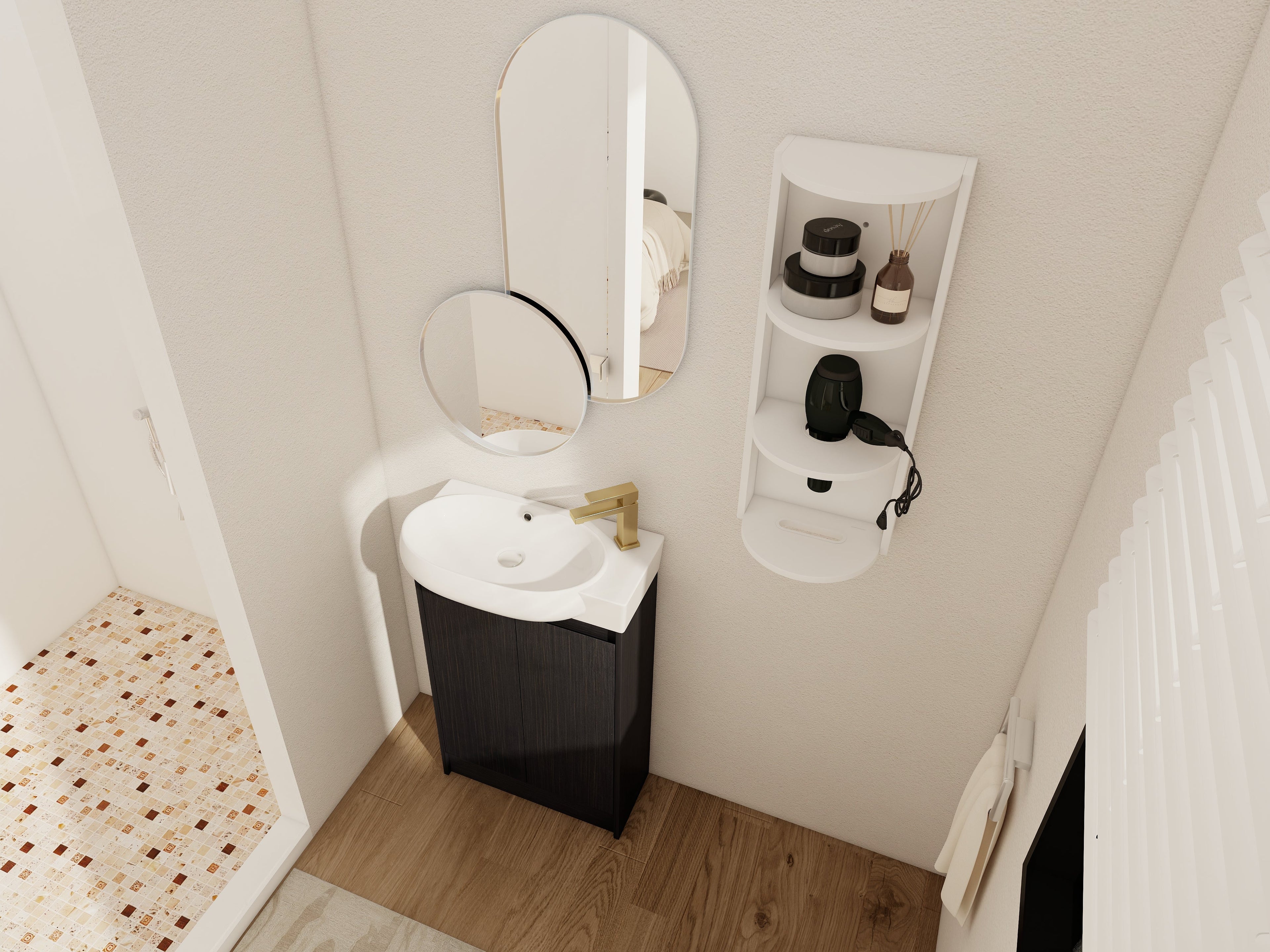 23" Freestanding Bathroom Vanity with Sink and Storage Rack