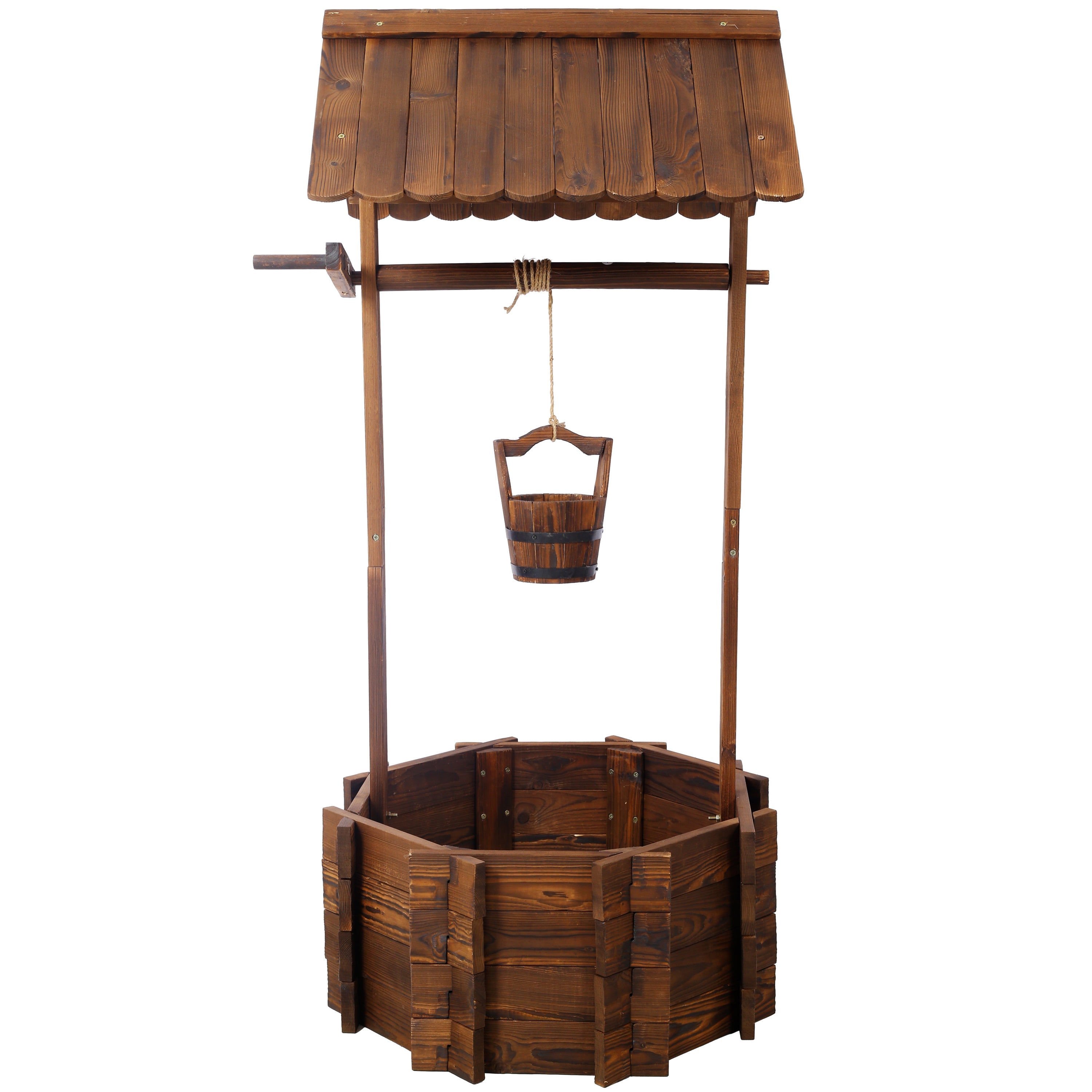Rustic Wooden Wishing Well Planter