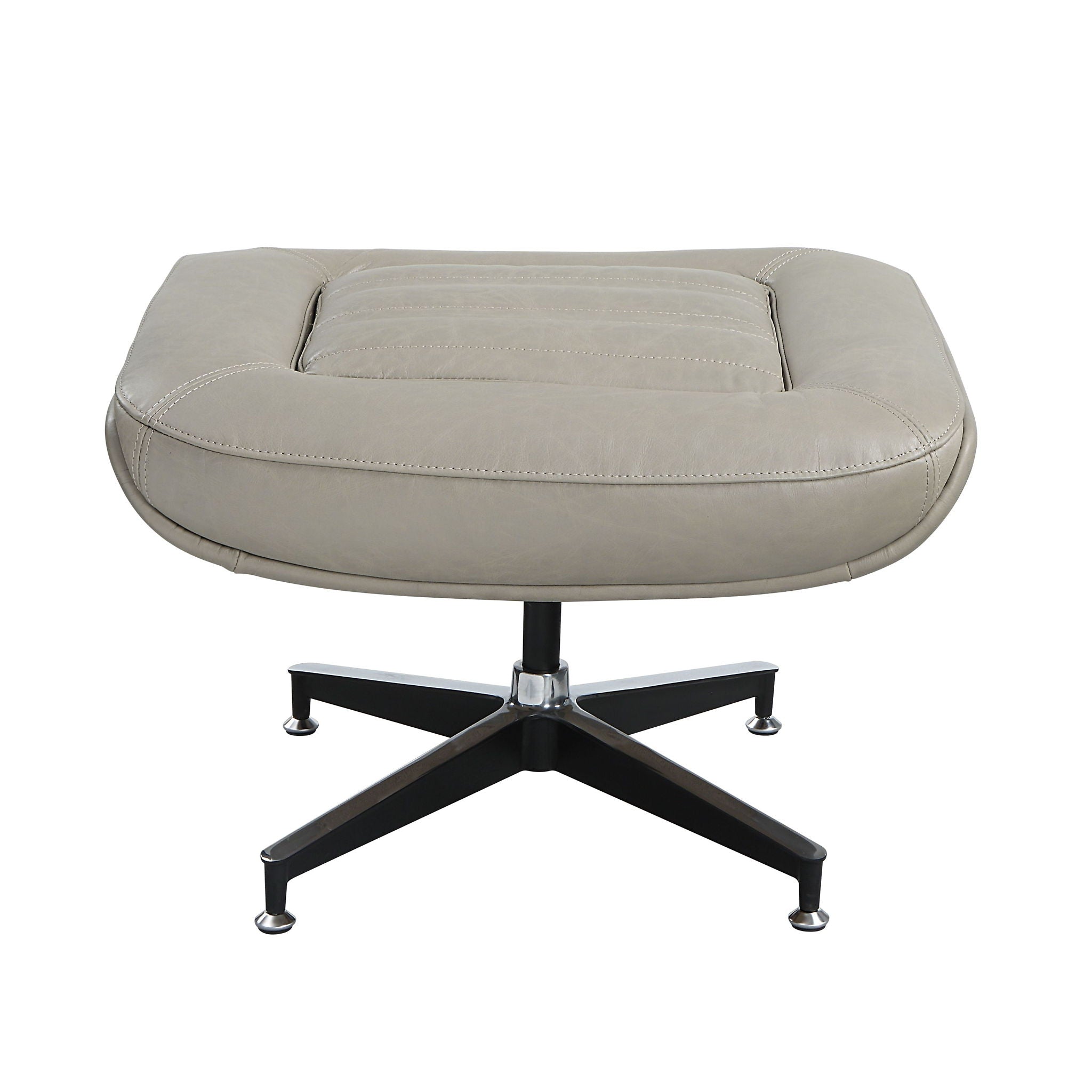 Piran - Twilight Top Grain Leather Accent Chair And Ottoman With Swivel - Gray