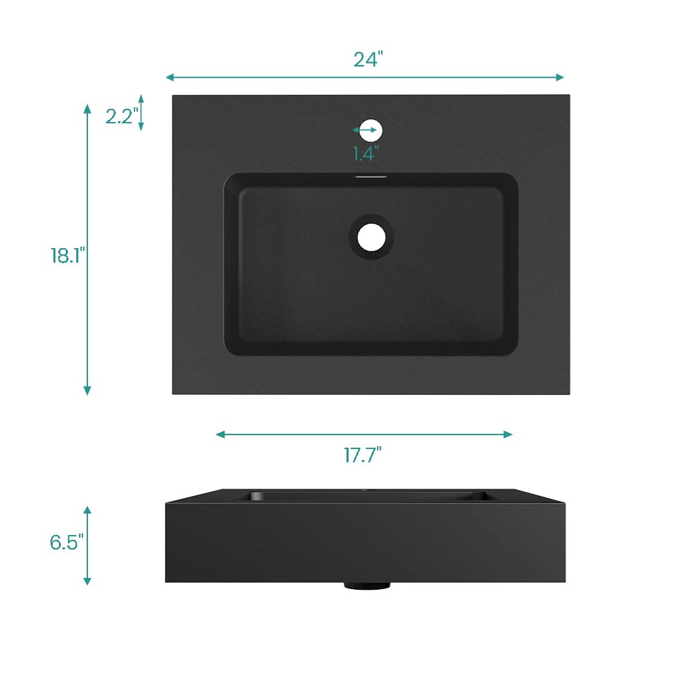 BB02-24-109 Integrated Engineered Solid Surface Basin Matt