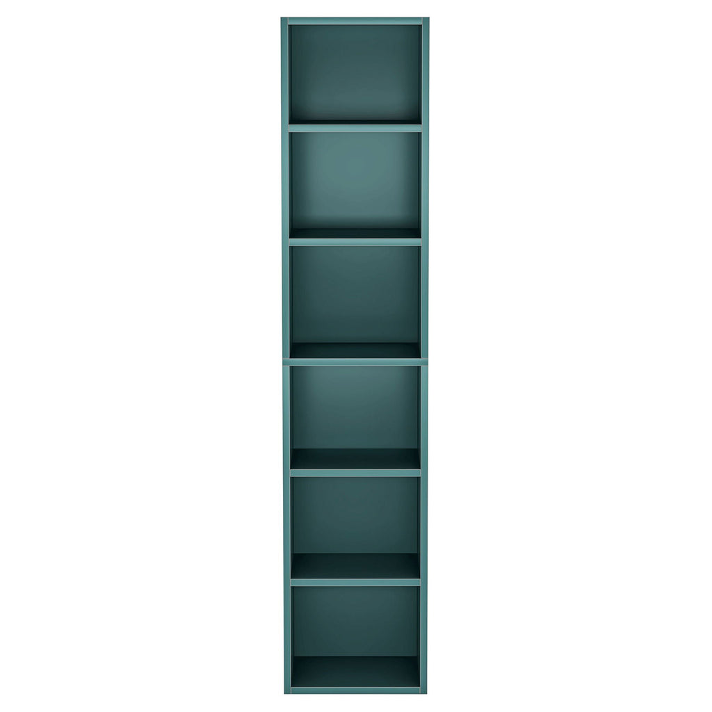 6 Tier Narrow Corner Cube Bookcase Storage, Freestanding Shelf With Open Cubes For Living Room