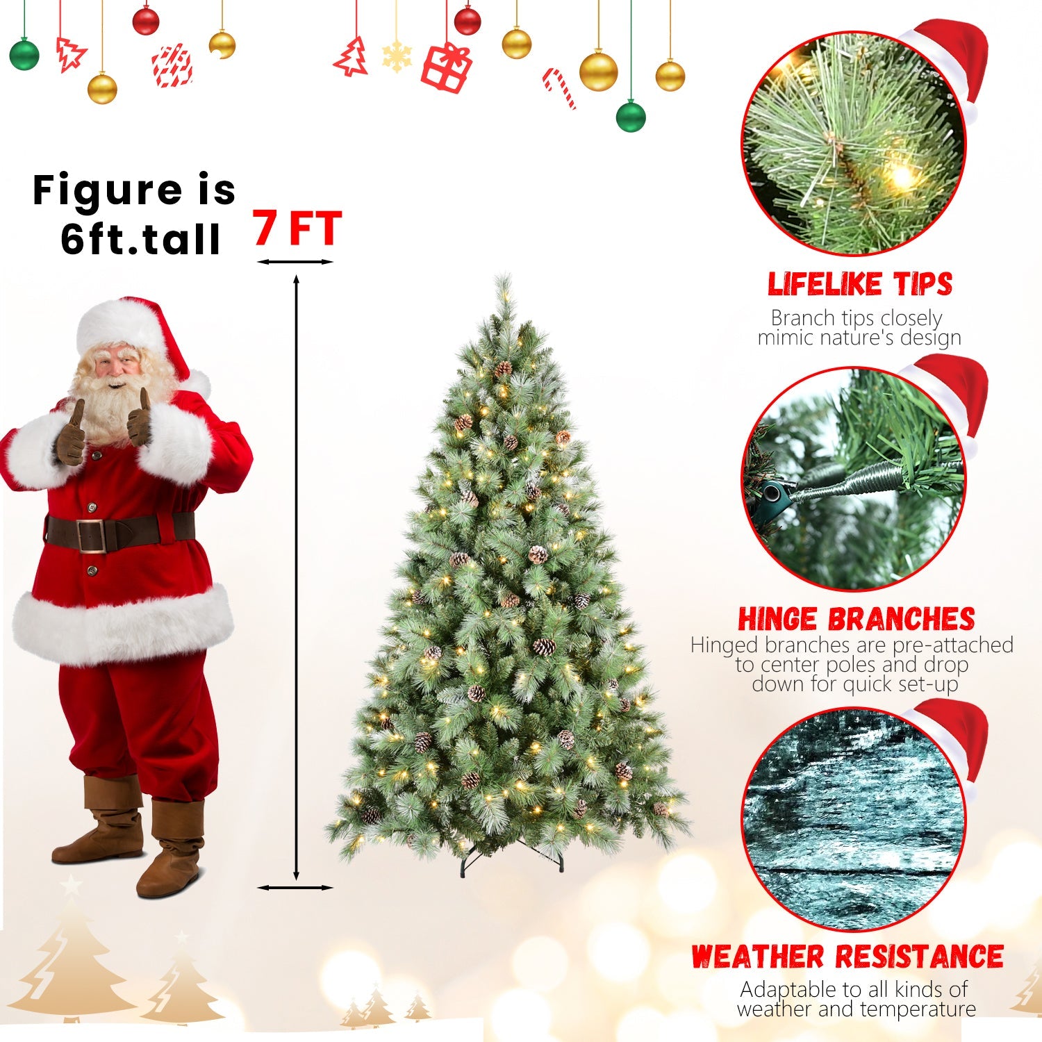 Premium 5FT Christmas Tree with 200 Warm Lights