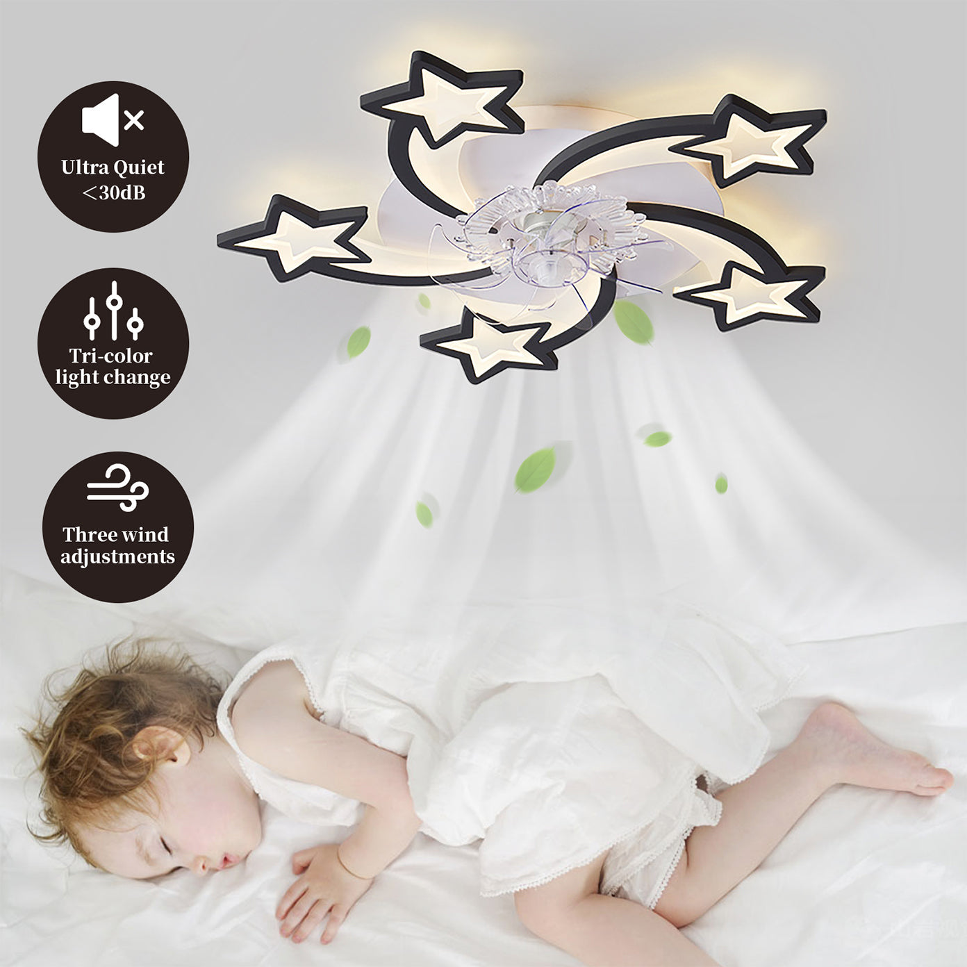 29 Inches Ceiling Fan with Lights Remote Control Dimmable LED