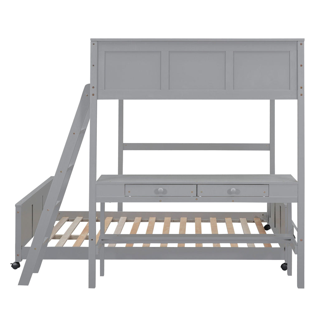 Full Over Full Bunk Bed With Desk