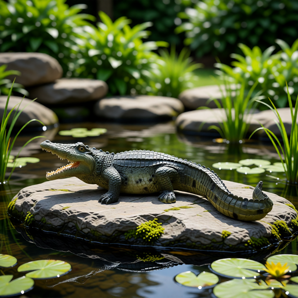 23" Simulated Crocodile Garden Statue