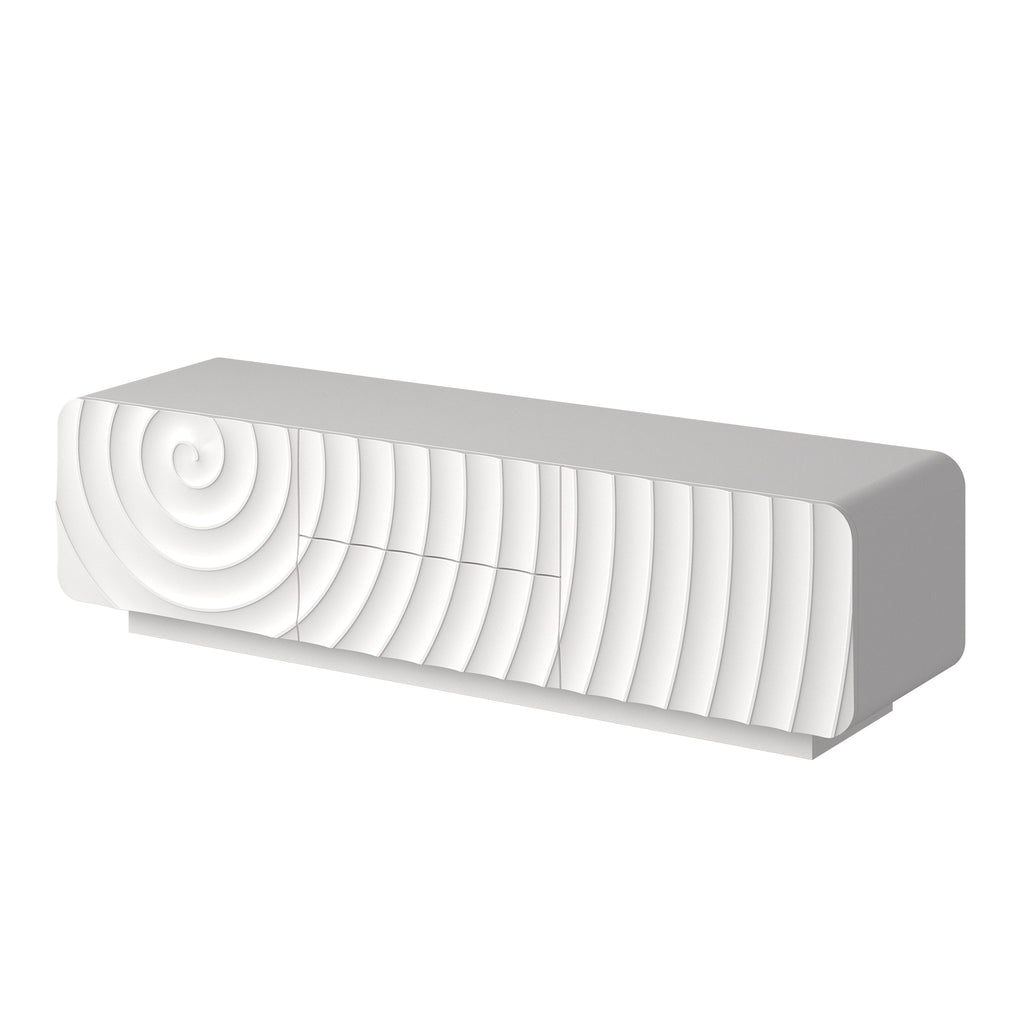 58" TV Console with Modern Unique Spiral Wave Design