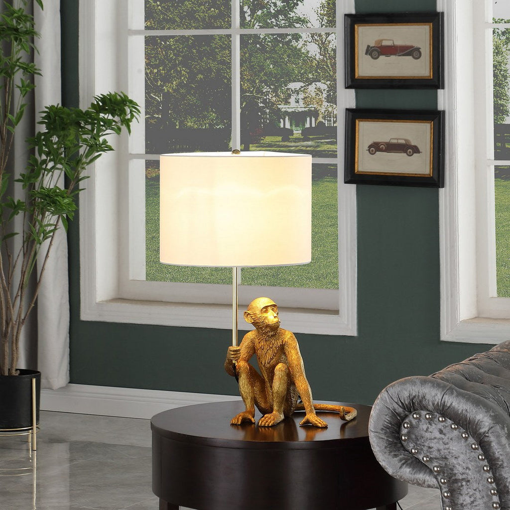 25.5" Golden Monkey Holding Polyresin Table Lamp