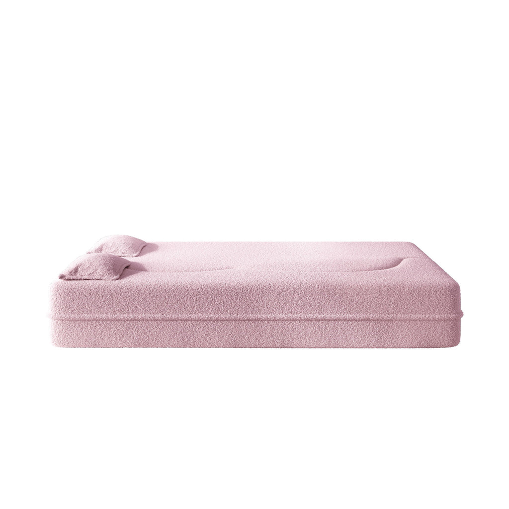 Modern Floor Sleeper Sofa Bed With 2 Pillows, Convertible Twin Size Folding Mattress For Living Room
