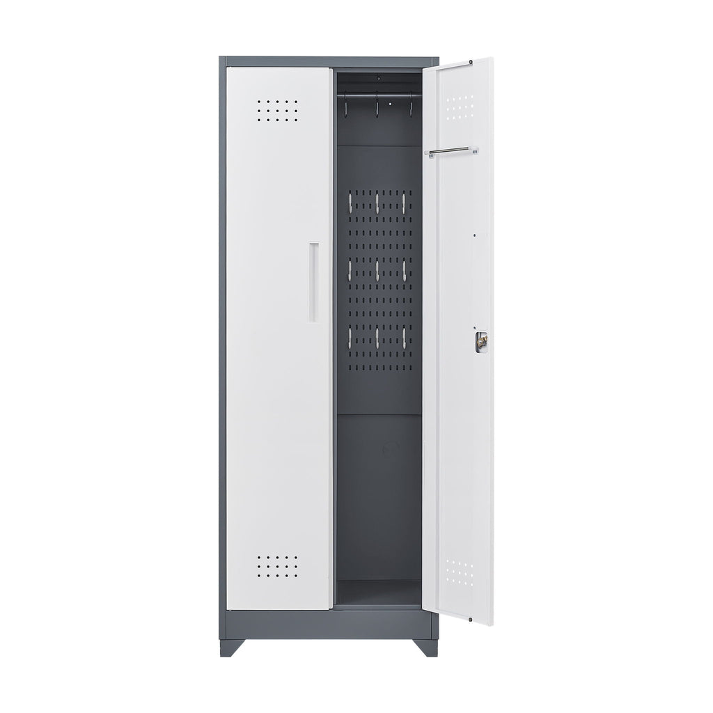 Lockers With Locking Doors, Adjustable Shelves, High Broom Tool Storage Cabinet