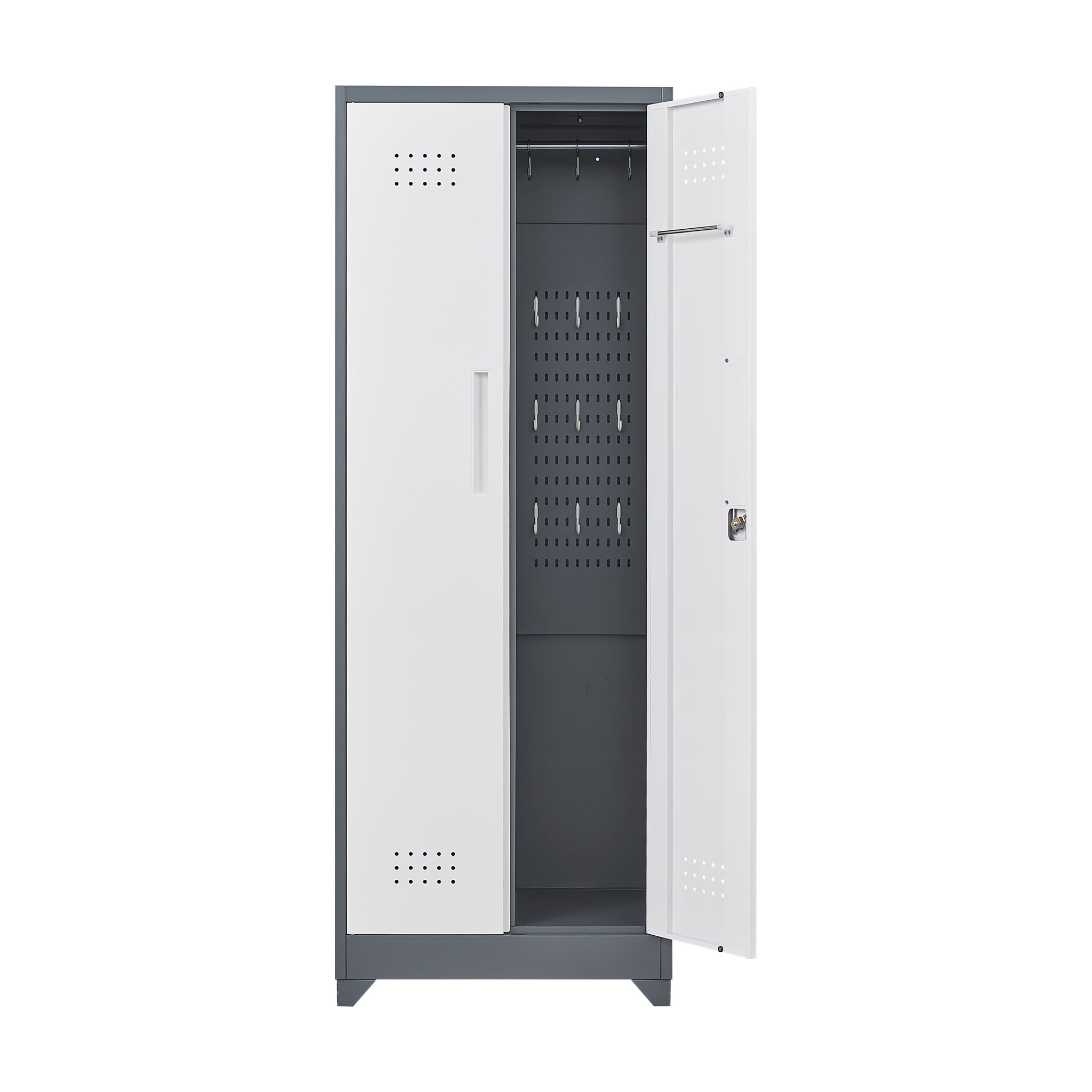 Lockers With Locking Doors, Adjustable Shelves, High Broom Tool Storage Cabinet