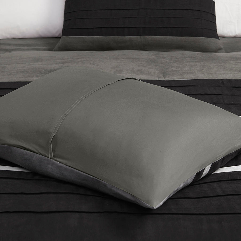 7 Piece Faux Suede Comforter Set Black California King