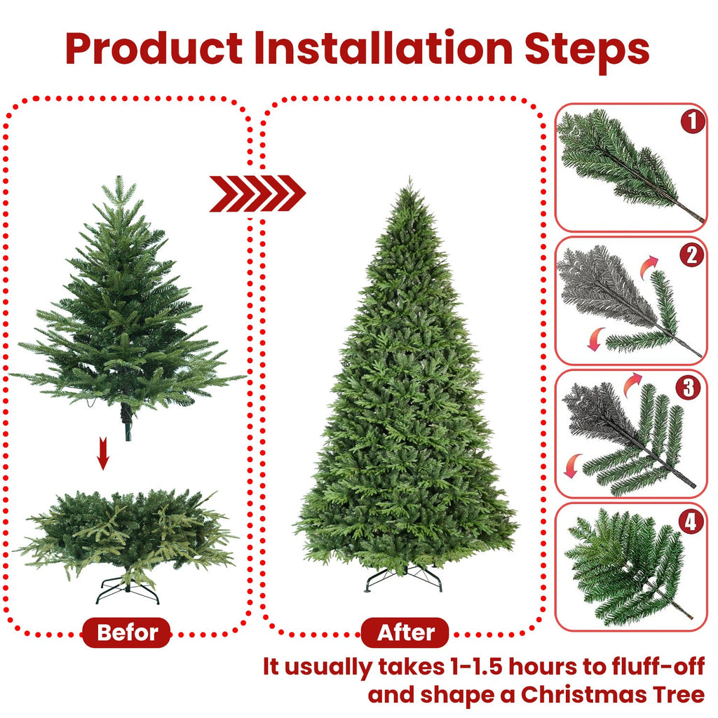 6.5ft Artificial Christmas Tree, Premium Hinged Pine