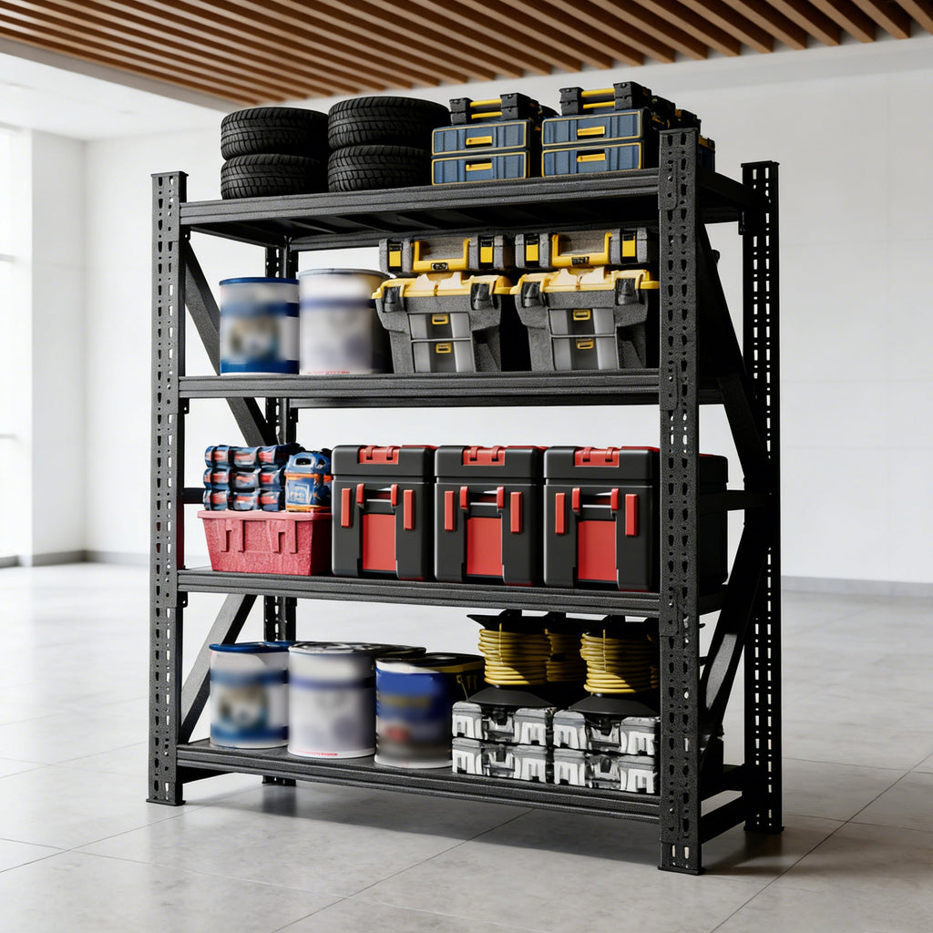 Heavy Duty Metal Adjustable Garage Shelves, 4000LBS Storage Rack (69"H x 59"W x 23.6"D) Industrial Shelving Unit for Warehouse