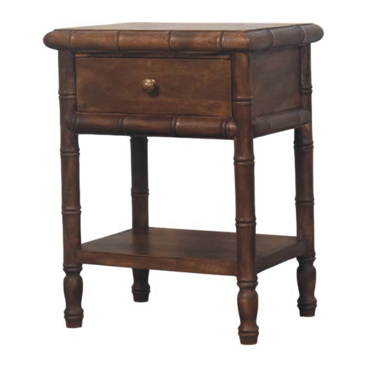 Solid Wood Bamboo Carved Bedside Table