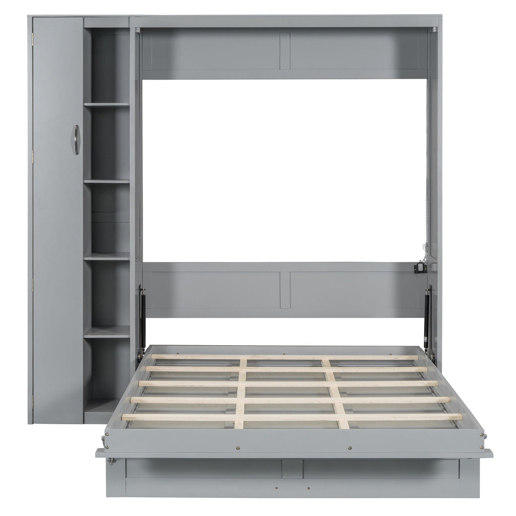 Murphy Wall Bed With Shelves, Wardrobe And LED Lights
