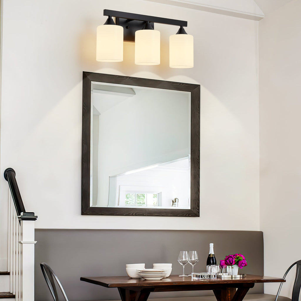 3-Light Matte Black Bathroom Vanity Light