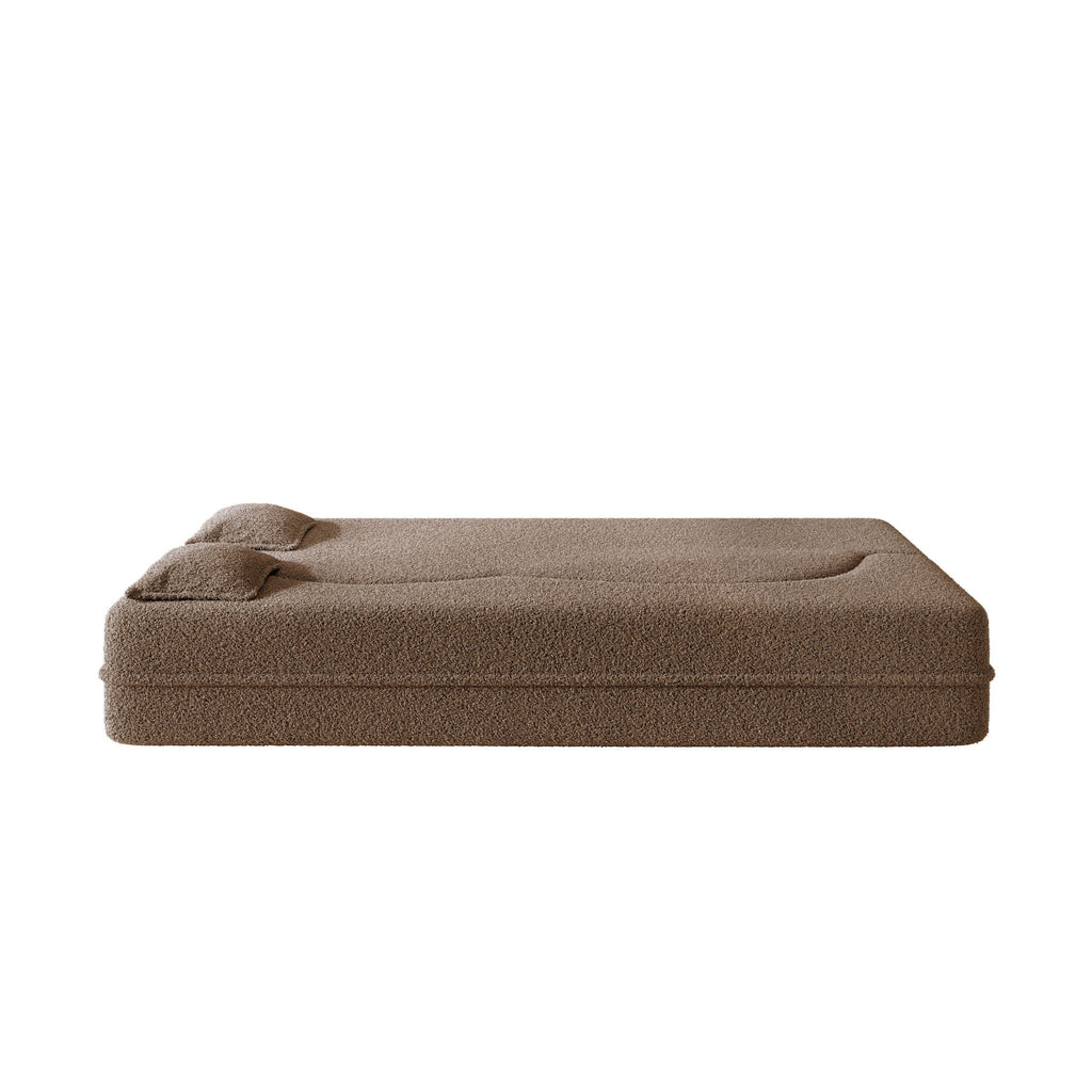 Modern Floor Sleeper Sofa Bed With 2 Pillows, Convertible Twin Size Folding Mattress For Living Room