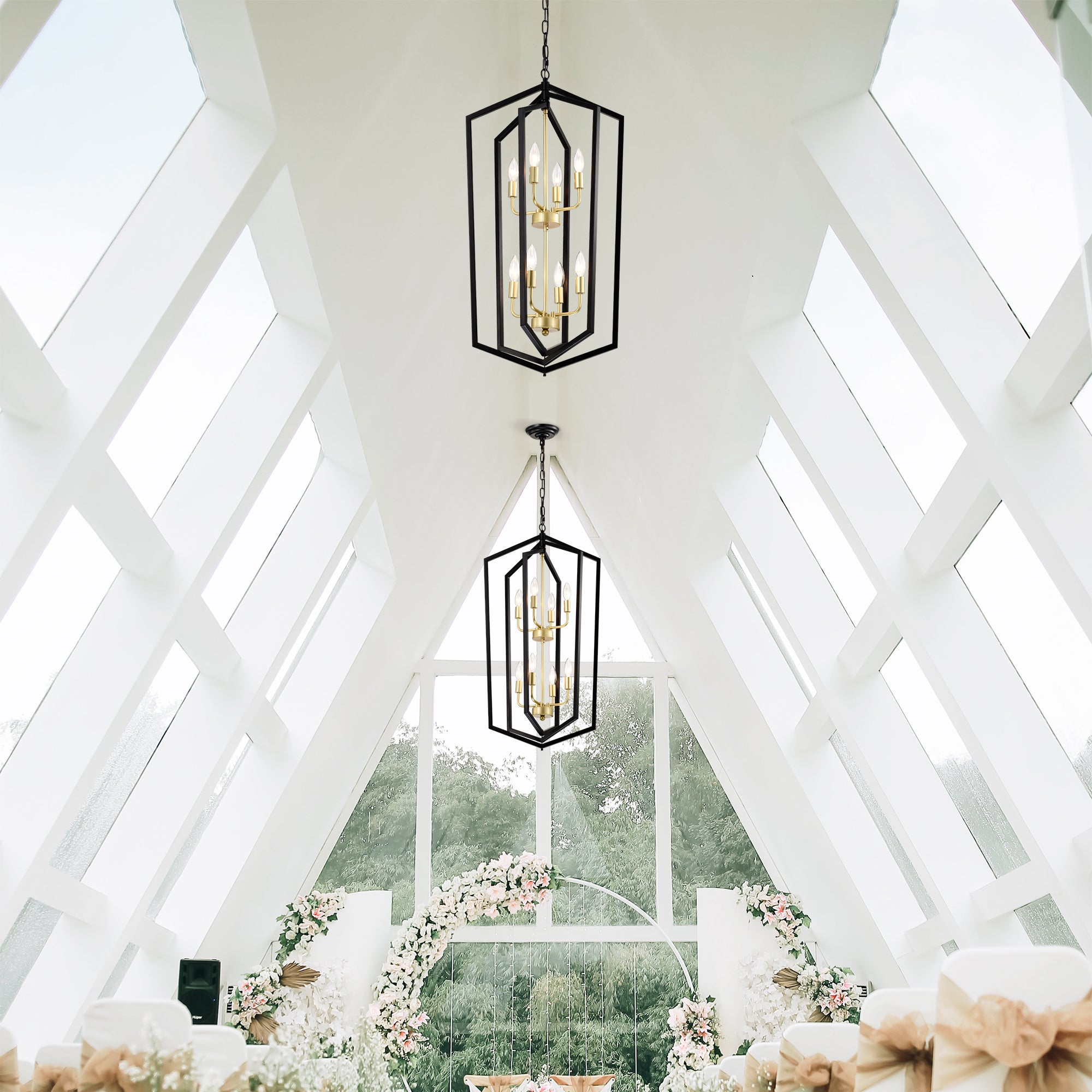 8-Light Lantern Tired Farmhouse Ceiling Hanging Light