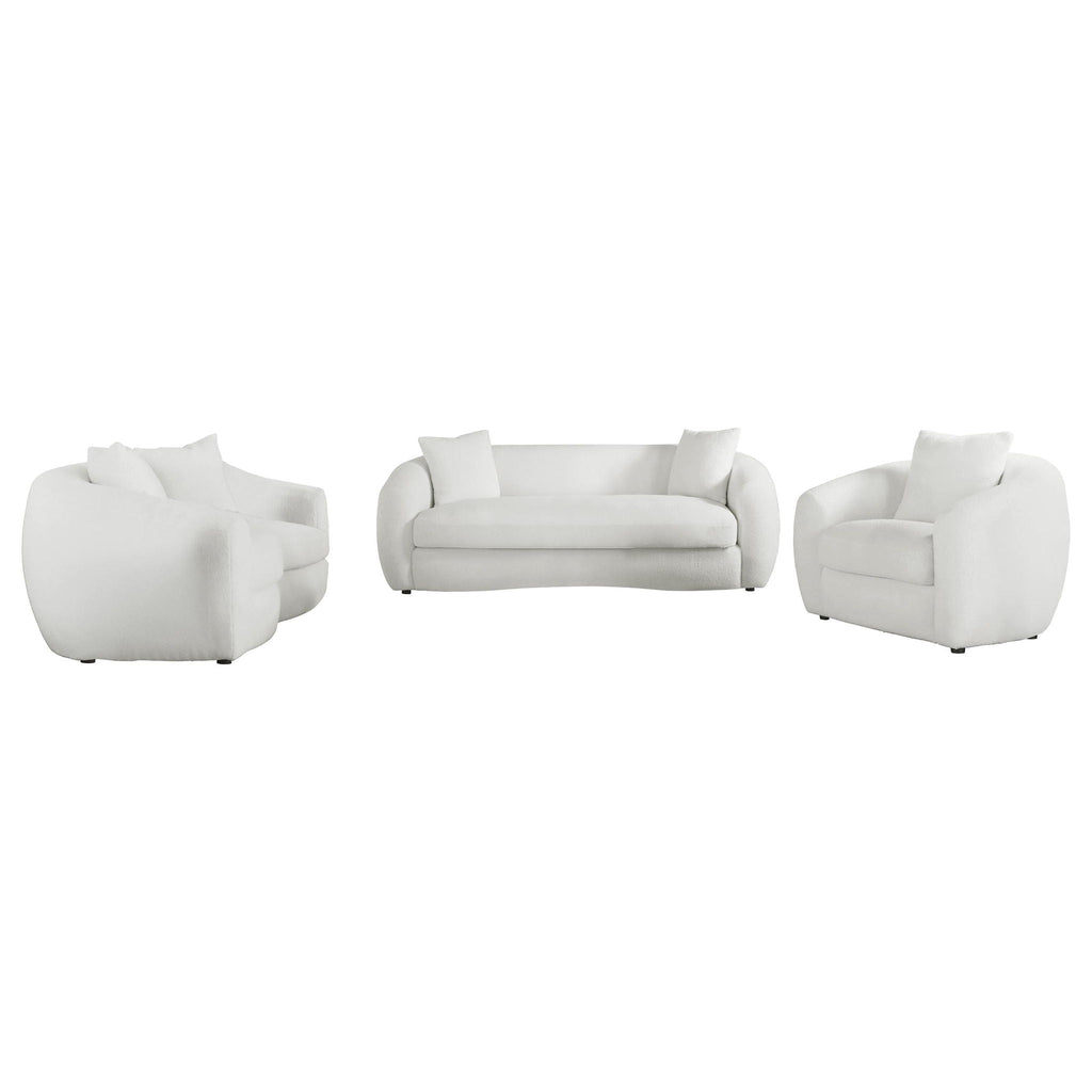Isabella 3-piece Faux Sheepskin Upholstered Sofa Set Natural